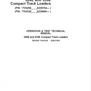 John Deere 329E, 333E SkidSteer Track Loader Service Manual (S.N from E236690 - )