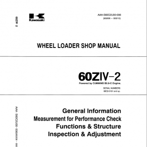 Kawasaki 60ZIV-2 Wheel Loader Repair Service Manual