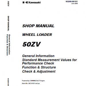 Kawasaki 50ZV Wheel Loader Repair Service Manual