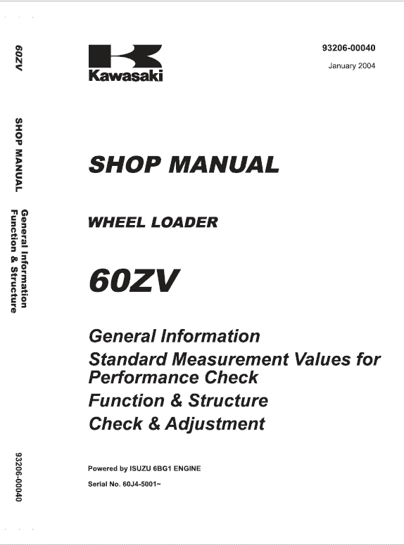 Kawasaki 60ZV Wheel Loader Repair Service Manual