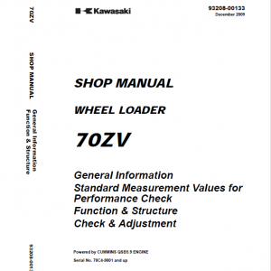 Kawasaki 70ZV Wheel Loader Repair Service Manual