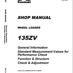 Kawasaki 135ZV Wheel Loader Repair Service Manual