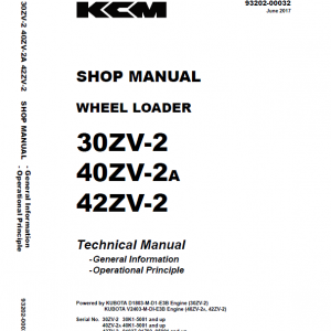 Kawasaki 30ZV-2, 40ZV2A, 42ZV-2 Wheel Loader Service Manual