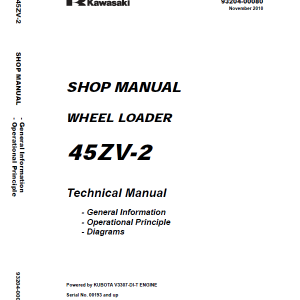 Kawasaki 45ZV-2 Wheel Loader Service Manual