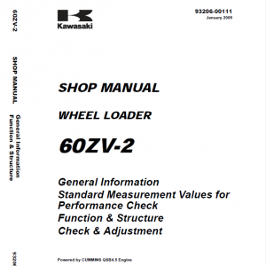 Kawasaki 65ZV-2, 65TMV-2 Wheel Loader Service Manual