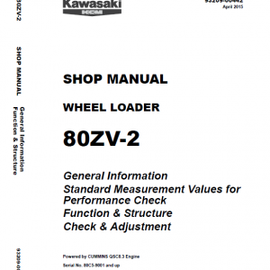 Kawasaki 80ZV-2 Wheel Loader Service Manual