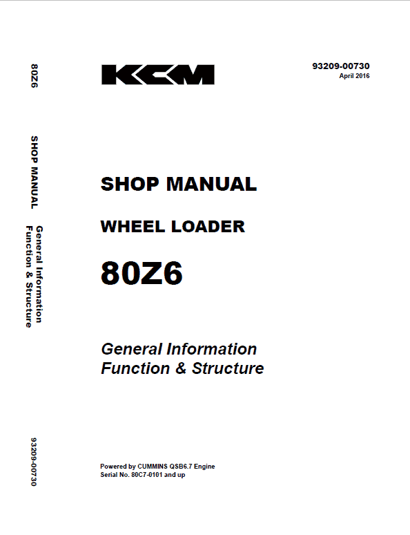 Kawasaki 80Z-6 Wheel Loader Service Manual