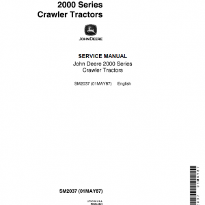 John Deere 2010 Crawler Tractor Service Manual