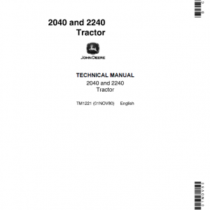 John Deere 2040, 2240 Tractors Repair Service Manual