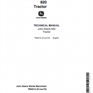 John Deere 820 Tractor Repair Service Manual (S.N after 37000 -)