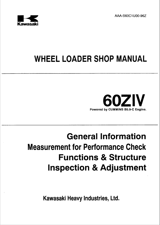 Kawasaki 60ZIV Wheel Loader Service Manual