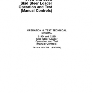 John Deere 319D, 323D SkidSteer Loader Service Manual (Manual Controls)