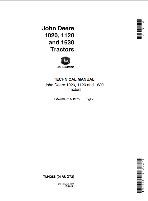 John Deere 1020, 1120, 1630 Tractors Repair Service Manual (S.N from 115000L - )