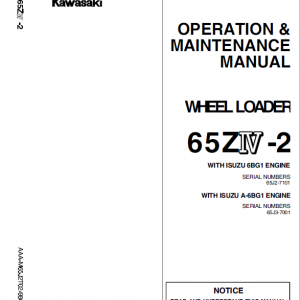 Kawasaki 65ZIV-2 Wheel Loader Repair Service Manual