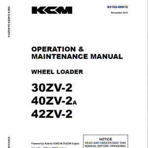 Kawasaki 30ZV-2, 40ZV2A, 42ZV-2 Wheel Loader Service Manual - Image 5