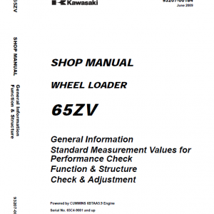 Kawasaki 65ZV, 65TMV Wheel Loader Repair Service Manual