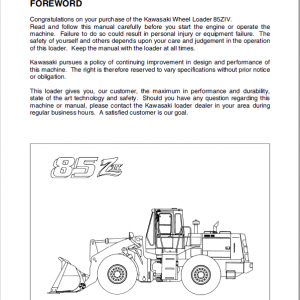 Kawasaki 85ZIV Wheel Loader Repair Service Manual - Image 4