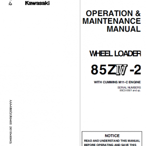 Kawasaki 85ZIV-2 Wheel Loader Repair Service Manual - Image 5