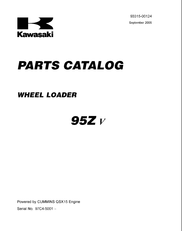 Kawasaki 95ZV Wheel Loader Repair Service Manual