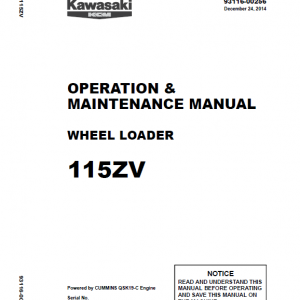 Kawasaki 115ZV Wheel Loader Repair Service Manual - Image 4