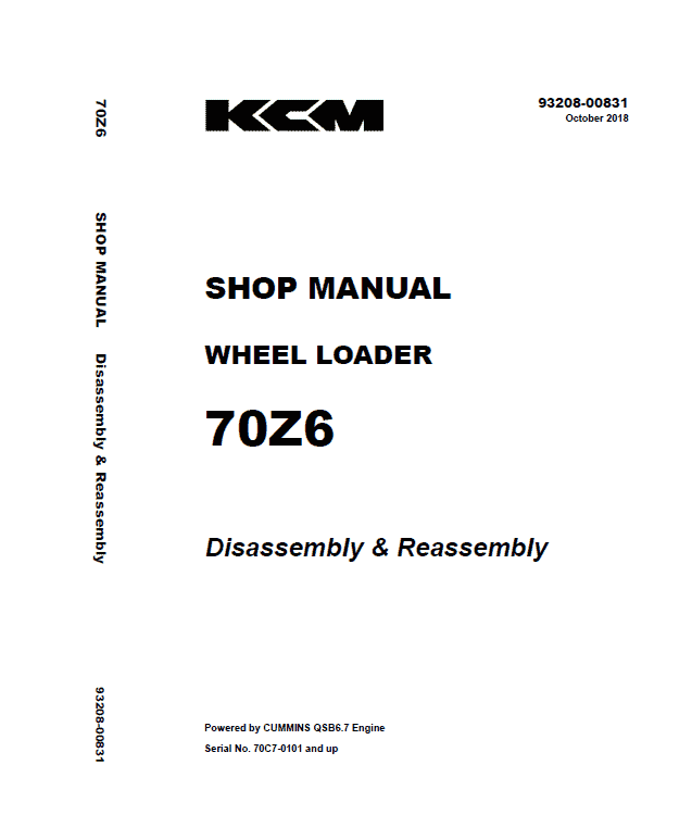 Kawasaki 70Z-6 Wheel Loader Service Manual