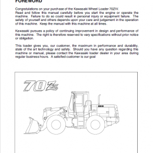 Kawasaki 70ZIV Wheel Loader Repair Service Manual - Image 5