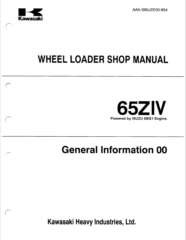 Kawasaki 65ZIV Wheel Loader Service Manual