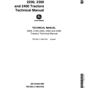 John Deere 2000, 2100, 2200, 2300, 2400 Tractors Repair Technical Manual