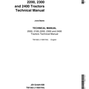 John Deere 2000, 2100, 2200, 2300, 2400 Tractors Repair Technical Manual