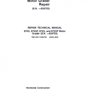 John Deere 870G, 870GP, 872G, 872GP Grader Technical Manual (S.N - 634753 ) - Image 2