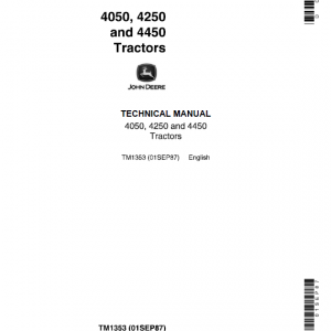 John Deere 4050, 4250, 4450 Tractors Repair Service Manual