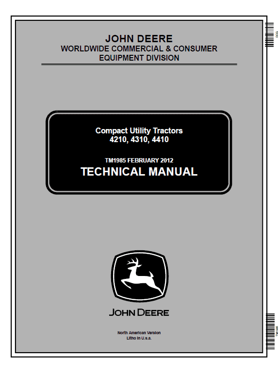 John Deere 4210, 4310, 4410 Compact Utility Tractors Service Manual TM1985