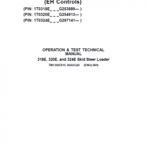 John Deere 318E, 320E, 324E SkidSteer Loader Manual (EH Controls - SN after G253889)