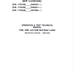 John Deere 318E, 320E, 324E SkidSteer Loader Manual (EH Controls - SN after J249291)