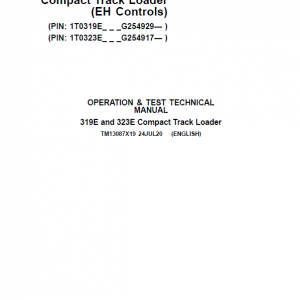 John Deere 319E, 323E SkidSteer Loader Service Manual (EH Controls - SN after G254917)