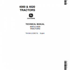 John Deere 4000, 4010, 4020 Tractors Repair Service Manual