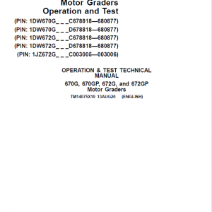 John Deere 670G, 670GP, 672G, 672GP Grader Technical Manual (S.N 680878 - 680877 ) - Image 2