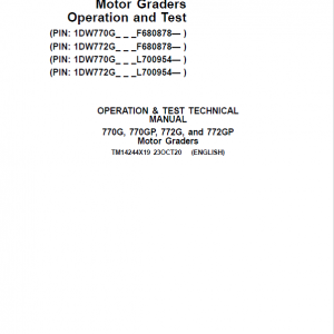 John Deere 770G, 770GP, 772G, 772GP Grader Technical Manual (S.N F680878 & L700954 - ) - Image 2