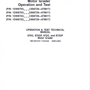 John Deere 870G, 870GP, 872G, 872GP Grader Technical Manual (S.N 656729 -678817) - Image 2