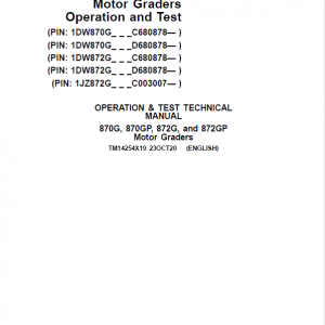 John Deere 870G, 870GP, 872G, 872GP Grader Technical Manual (S.N 680878 & C003007 - ) - Image 2