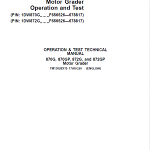 John Deere 870G, 870GP, 872G, 872GP Grader Technical Manual (S.N F656526 -F678817) - Image 2