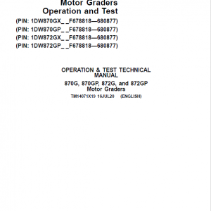 John Deere 870G, 870GP, 872G, 872GP Grader Technical Manual (S.N F678818 - F680877) - Image 2