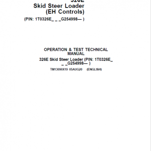 John Deere 326E SkidSteer Loader Technical Manual (EH Controls - SN after G254998) - Image 2