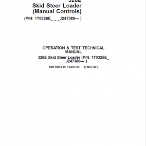 John Deere 326E SkidSteer Loader Technical Manual (Manual Controls - SN after J247388) - Image 2