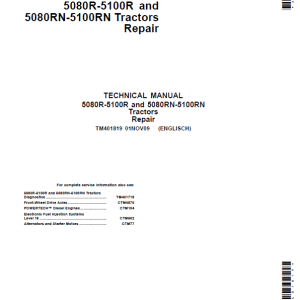 John Deere 5080R, 5080RN, 5090R, 5090RN, 5100R, 5100RN Tractor Repair Manual