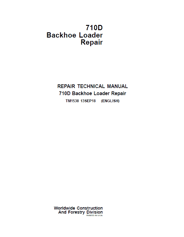 John Deere 710D Backhoe Loader Repair Service Manual