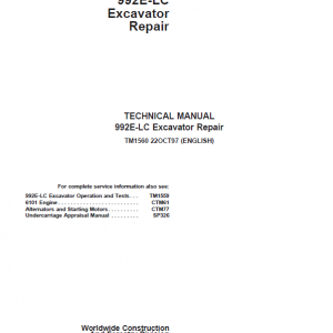 John Deere 992E LC Excavator Repair Service Manual