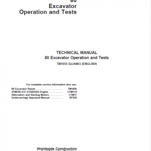 John Deere 80 Excavator Repair Service Manual