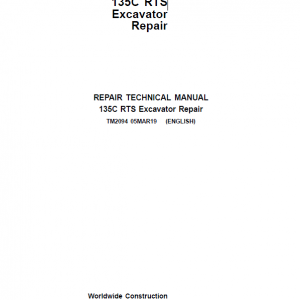 John Deere 135C RTS Excavator Repair Service Manual