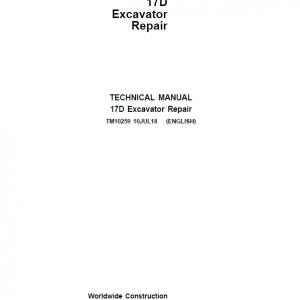 John Deere 17D Excavator Repair Service Manual